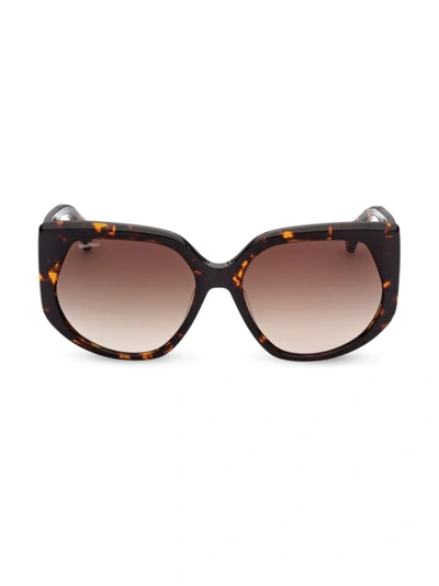 Shop Max Mara Women's 58mm Geometric Sunglasses In Dark Havana