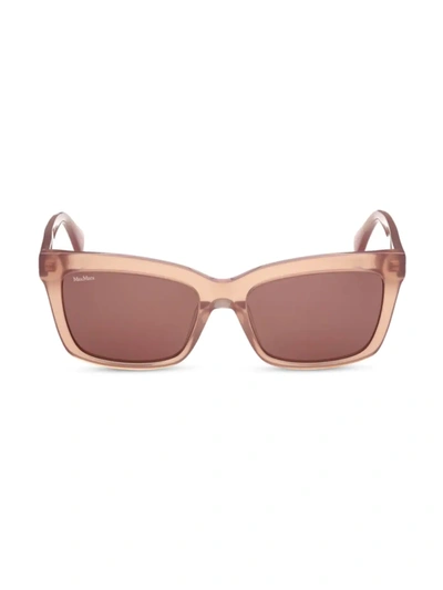 Shop Max Mara Women's 55mm Rectangular Sunglasses In Light Brown