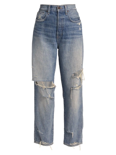 Shop Veronica Beard Women's Blake High-rise Distressed Straight-leg Jeans In Clearwater