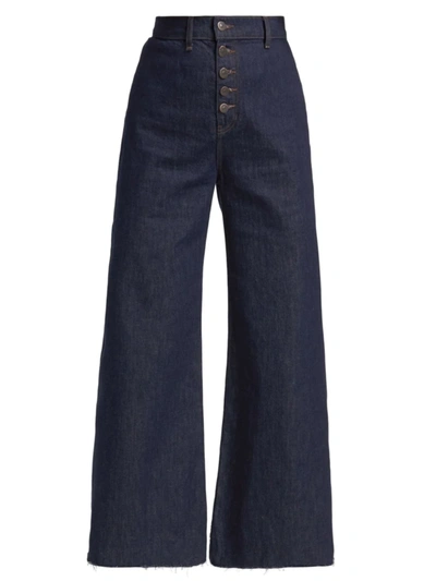 Shop Veronica Beard Women's Grant High-rise Wide-leg Jeans In Indigo