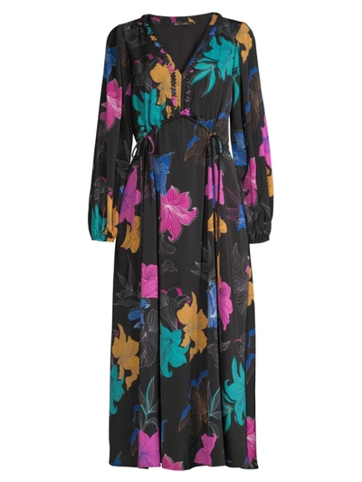 Shop Kobi Halperin Alexi Floral Midi-dress In Black Multi