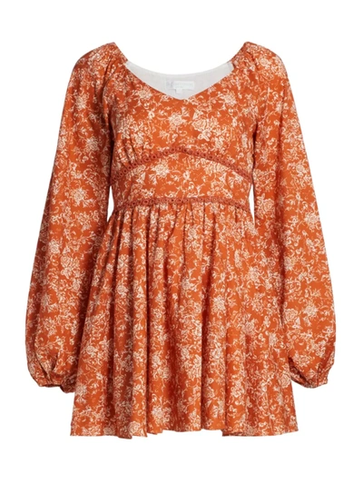 Shop Caroline Constas Women's Blakely Floral Mini-dress In Rust Toile