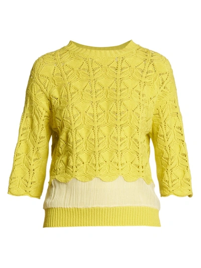 Shop Agnona Women's Crepon Knit Sweater In Lemon