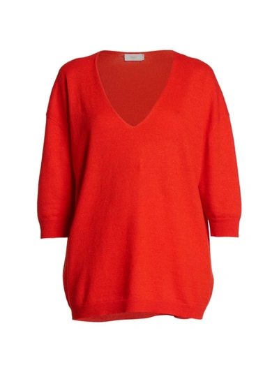 Shop Agnona Cashmere & Linen Pullover Sweater In Fuego