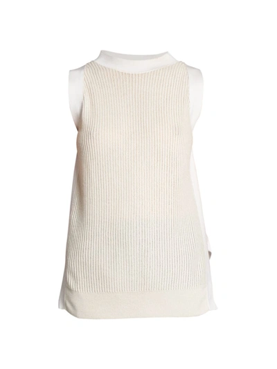 Shop Agnona Cashmere Rib-knit Top In Ivory