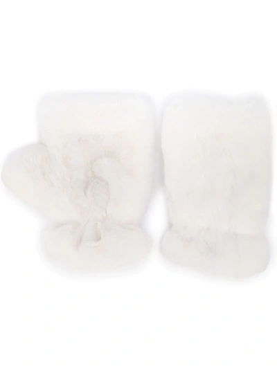 Shop Apparis Faux-fur Gloves In Weiss
