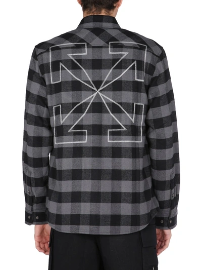 Off-white Arrows Print Flannel Shirt In Grey | ModeSens