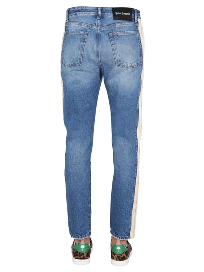 Shop Palm Angels Jeans With Side Band In Denim