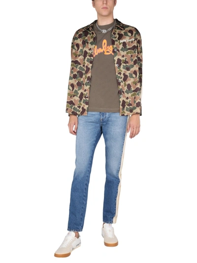 Shop Palm Angels Shirt With Logo In Military Green