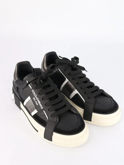 Shop Dolce & Gabbana Custom 2.zero Sneakers In Leather In Black