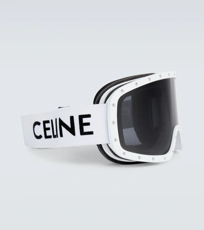Shop Celine Logo Ski Goggles In White