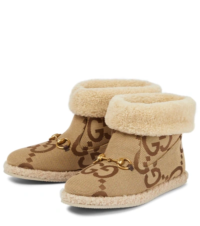 Gucci 10mm Fria Canvas Logo Snow Boots In Beige | ModeSens
