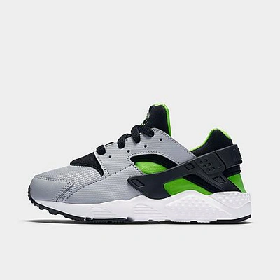 Shop Nike Boys' Little Kids' Huarache Run Casual Shoes In Wolf Grey/black/electric Green/white