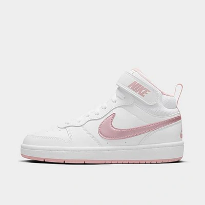 Shop Nike Girls' Big Kids' Court Borough Mid 2 Casual Shoes In White/pink Glaze