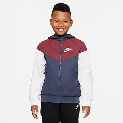 Shop Nike Boys' Sportswear Windrunner Jacket In Thunder Blue/dark Beetroot/white/white