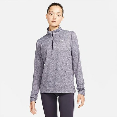 Shop Nike Women's Element Dri-fit Half-zip Running Top In Cave Purple/indigo Haze/heather
