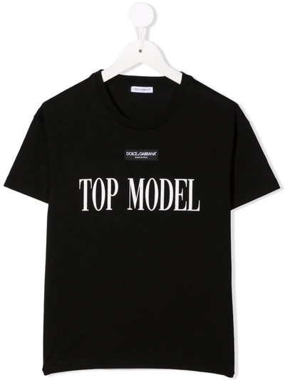 Shop Dolce & Gabbana Top Model-print Round Neck T-shirt In Black