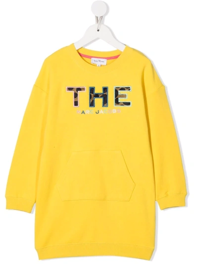 Shop The Marc Jacobs Applique Logo Sweater Dress In Yellow