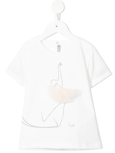 Il Gufo Tulle-tutu Ballerina-print T-shirt In White