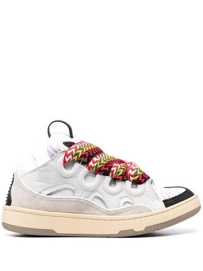 Shop Lanvin Curb Lace-up Sneakers In White