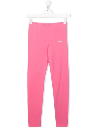Shop Adidas Originals Teen Logo Print Leggings In Pink