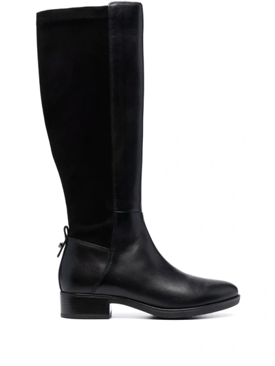 Geox Calf-high Leather Boots In Black