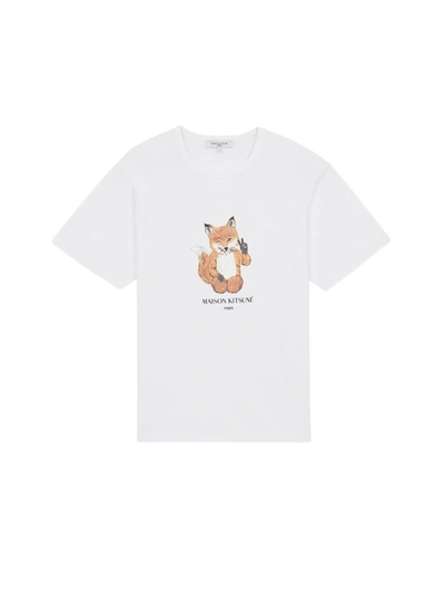 Shop Maison Kitsuné All Right Fox Print Classic Tee-shirt In White