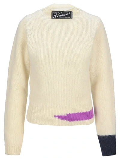 Raf Simons Vintage Knit Contrast Detail Sweater In Neutrals | ModeSens