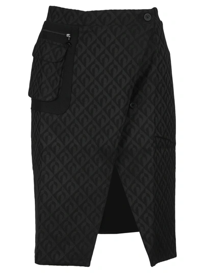 Shop Marine Serre Moon Lozenge Tailored Wrap Skirt In Black