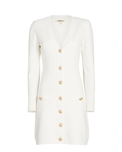 Shop L Agence Breanna Long Sleeve Knit Dress In Ivory