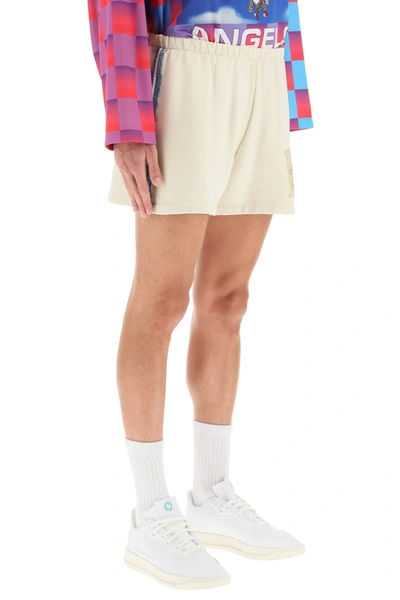 Shop Liberal Youth Ministry Logo Sport Shorts With Crystals In Beige