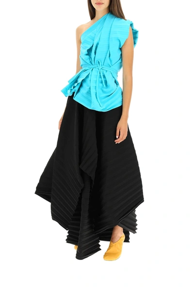 Shop A.w.a.k.e. Asymmetric Pleated Skirt In Black