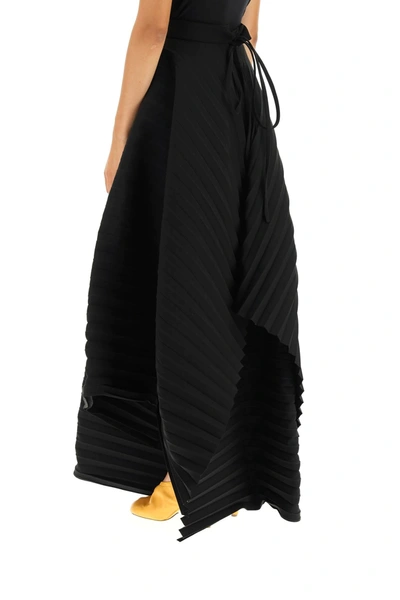Shop A.w.a.k.e. Asymmetric Pleated Skirt In Black