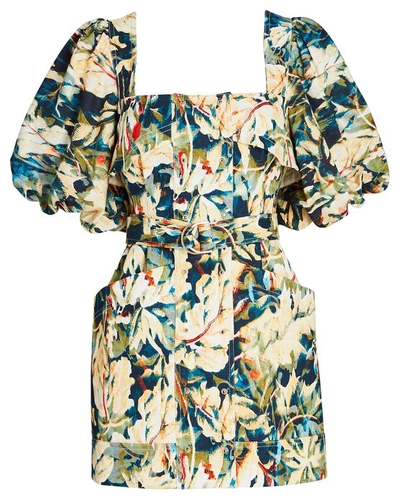 Shop Acler Lovell Floral Belted Mini Dress In Multi