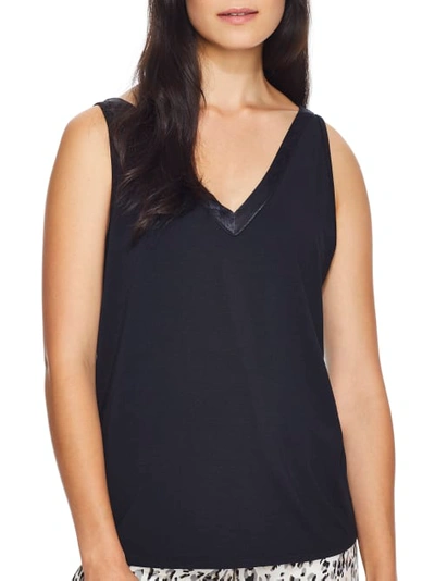 Shop Bare Necessities Rise And Shine Satin And Jersey Tank In Black