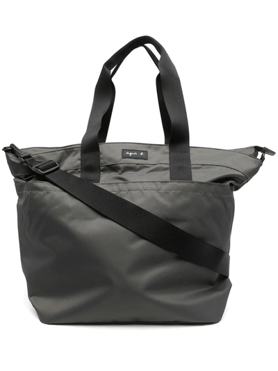 Shop Agnès B. Logo-patch Tote Bag In 灰色