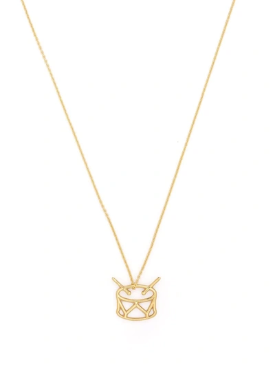 Shop Aliita 9kt Yellow Gold Drum Pendant Necklace In 金色