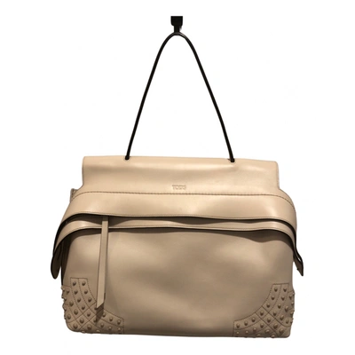 Pre-owned Tod's Wave Leather Handbag In Beige