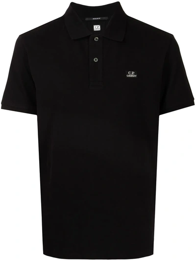 Shop C.p. Company Logo-patch Polo Shirt In Schwarz