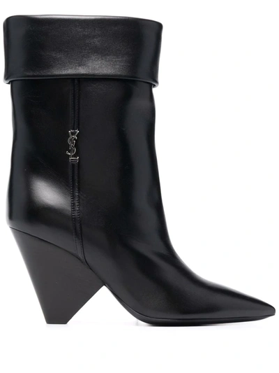 Shop Saint Laurent Niki 85mm Ankle Boots In Black