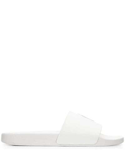 Polo Ralph Lauren Logo-print Rubber Pool Sliders In Weiss