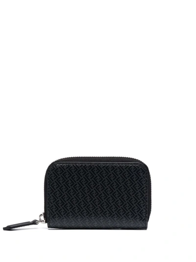 Fendi "ff" Mini Zip-around Wallet In Grey
