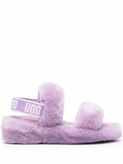 Shop Ugg Oh Yeah Slide Shearling Sandals In Violett
