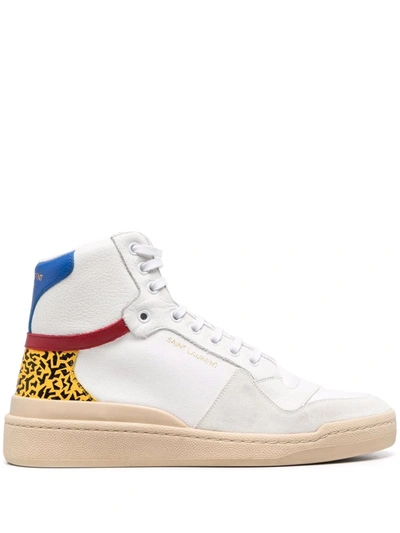 Shop Saint Laurent Sl-24 Mid-top Lace-up Sneakers In Weiss
