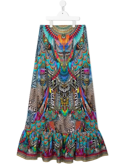 Shop Camilla Ruffle-hem Maxi Skirt In Multicolour