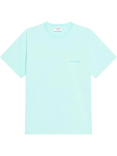 Shop Balenciaga Logo-print Cotton T-shirt In Grün