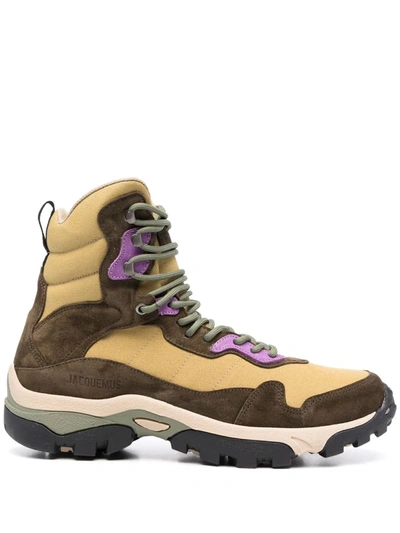 Shop Jacquemus Terra Lace-up Hiking Boots In Braun