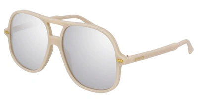 Shop Gucci Open Box -  Silver Pilot Men's Sunglasses Gg0706s 003 58 In Ivory / Silver