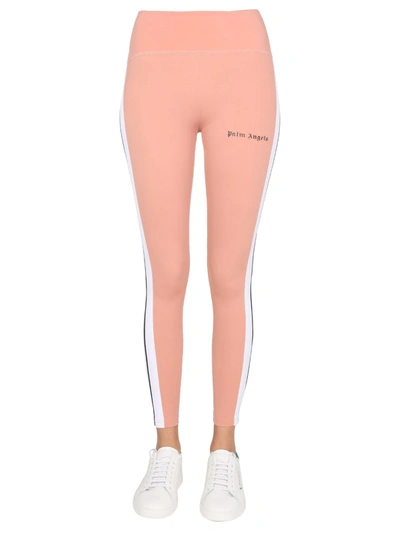 Shop Palm Angels Leggings With Logo Print In Pink
