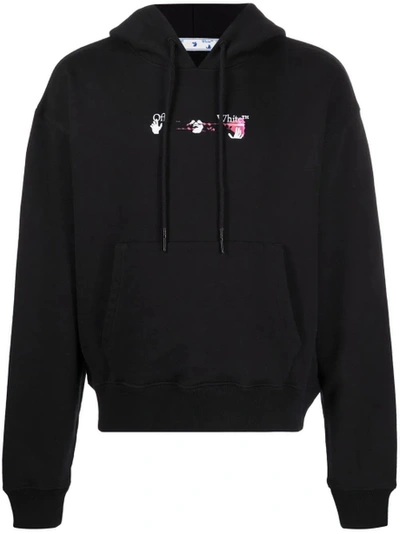 Shop Off-white Acrylic Arrow Over Hoodie Black And Fuchsia